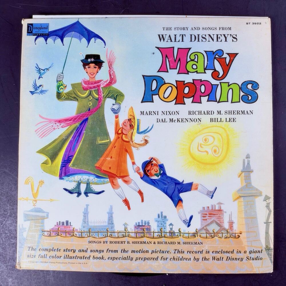 Disneyland Records Mary Poppins Vinyl LP & Book, 1964 Disneyland ST-3922